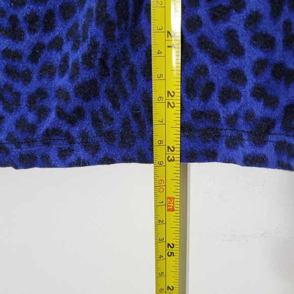 Micheal by Micheal Kors Drape Neck Leopard Print Blouse Shirt Blue Black S - Picture 6 of 8